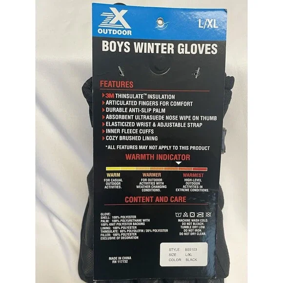ZeroXposur Snow Outdoor Gloves Unisex L/XL Thinsulate Warm Black - Picture 8 of 11
